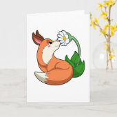 Fuchs mit weißer Blume Karte (Gelbe Blume)