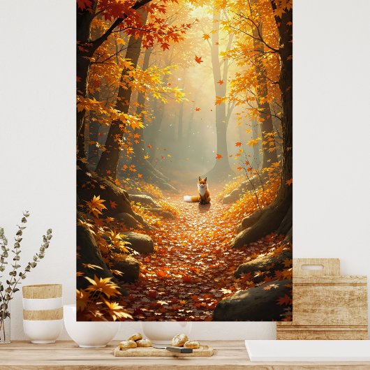 Fuchs mitten im Wald Poster (Küche)