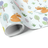 Fuchs-Mutter Babyfuchs schläft im Wald Geschenkpapier (Rolleneckpunkt)