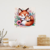 Fuchs-Mutter und Baby Poster (Küche)