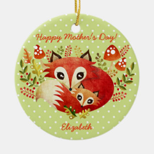 Fuchs-Mutter-und-Welpe-Keramik-Ornament Keramikornament