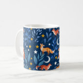 Fuchs Nachtwald Himmelsnahtloses Muster Kaffeetasse (Vorderseite Links)