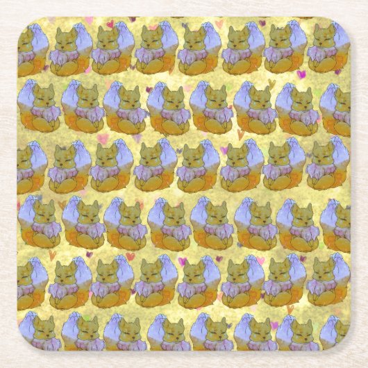 Fuchs namens Dice Rechteckiger Pappuntersetzer (Vorderseite)