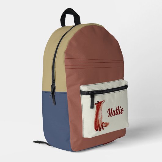 Fuchs Natur Farbige Bedruckter Rucksack (Rückseitige Ecke links)