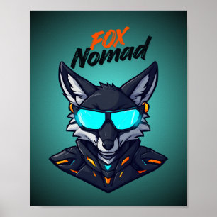 Fuchs Nomad Cyberpunk Mecha Neon Gaming Poster
