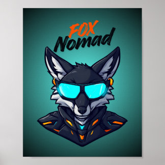 Fuchs Nomad Cyberpunk Mecha Neon Gaming Poster