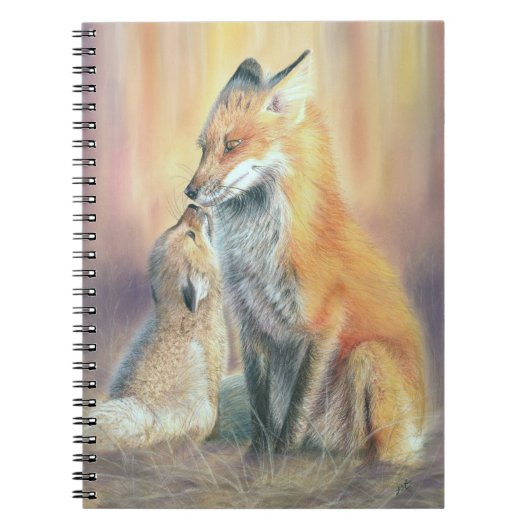 Fuchs-Notizbuch. Eine Fuchsmutter und ihr Junges Notizblock (Vorderseite)