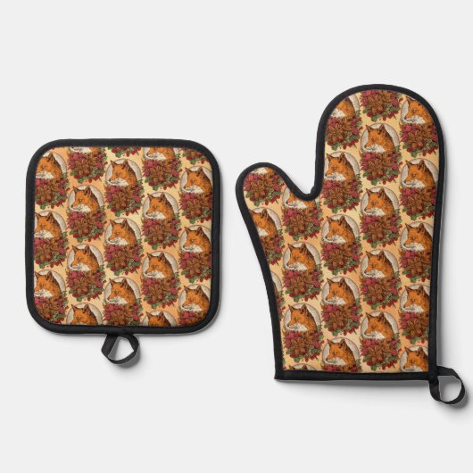 Fuchs Ofenhandschuh & Topflappen-Set (Vorderseite)
