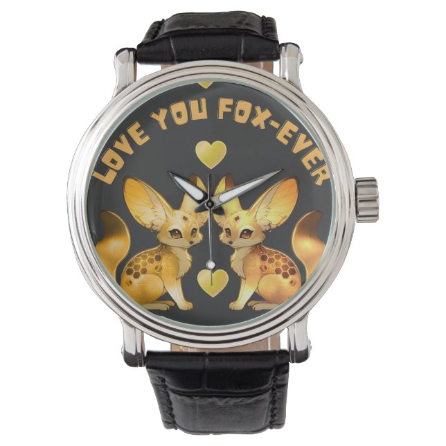 Fuchs-Paar Valentins-Art Armbanduhr (Vorderseite)