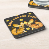 Fuchs-Paar Valentinstag Kunst Getränkeuntersetzer (Linke Seite)