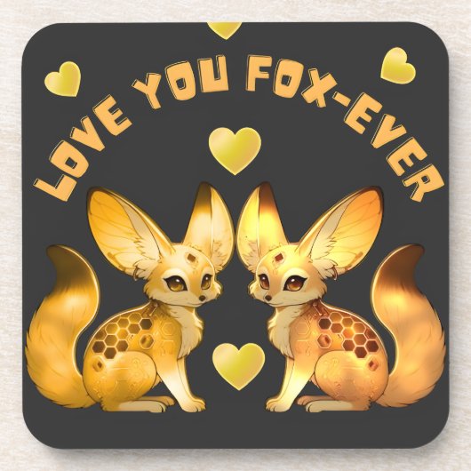 Fuchs-Paar Valentinstag Kunst Getränkeuntersetzer (Vorderseite)