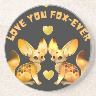 Fuchs-Paar Valentinstag-Kunst Getränkeuntersetzer