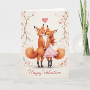 Fuchs-Paar Valentinstag Süße Wald Valentinstagsgrü Karte