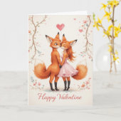 Fuchs-Paar Valentinstag Süße Wald Valentinstagskar Karte (Gelbe Blume)