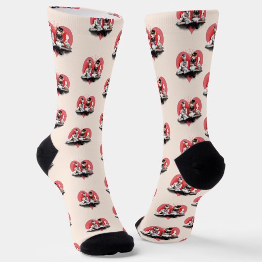 Fuchs-Pärchen Valentinstag Socken (Gewinkelt)