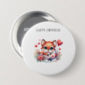 Fuchs-Pilot-Geburtstag Button (Vorne & Hinten)