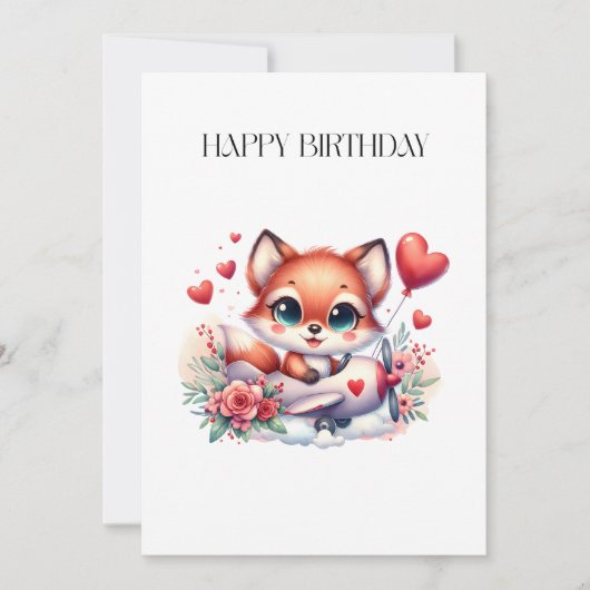 Fuchs-Pilot-Geburtstag Einladung (Vorderseite)