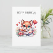 Fuchs-Pilot-Geburtstag Einladung (Stehend Vorderseite)