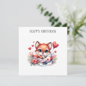 Fuchs-Pilot-Geburtstag Einladung (Stehend Vorderseite)
