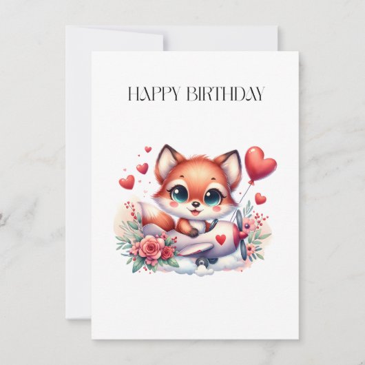 Fuchs-Pilot-Geburtstag Einladung (Vorderseite)