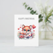Fuchs-Pilot-Geburtstag Feiertagspostkarte (Stehend Vorderseite)