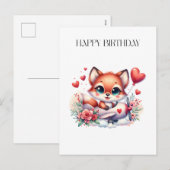 Fuchs-Pilot-Geburtstag Feiertagspostkarte (Vorne/Hinten)