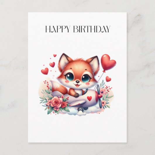 Fuchs-Pilot-Geburtstag Feiertagspostkarte (Vorderseite)