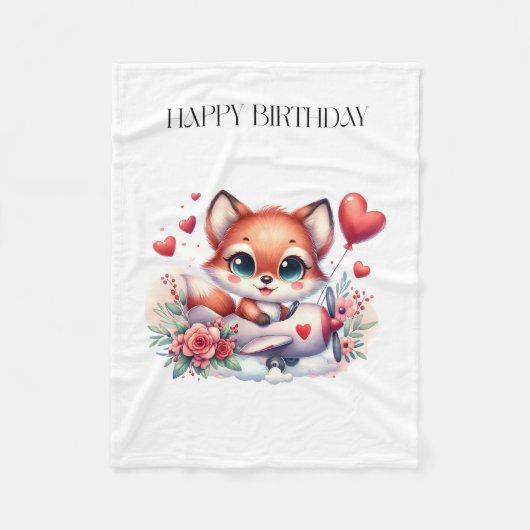 Fuchs-Pilot-Geburtstag Fleecedecke (Vorderseite)