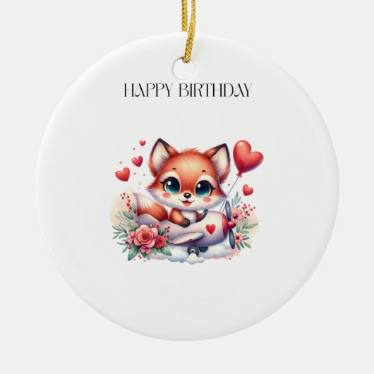 Fuchs-Pilot-Geburtstag Keramik Ornament (Vorne)
