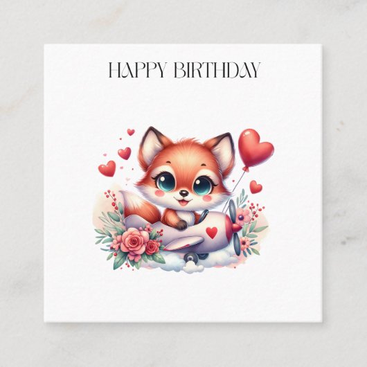 Fuchs-Pilot-Geburtstag Quadratische Visitenkarte (Vorderseite)