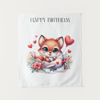 Fuchs-Pilot-Geburtstag Wandteppich