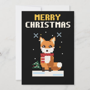 Fuchs-Pixel-Art-Weihnachtskarte Feiertagskarte