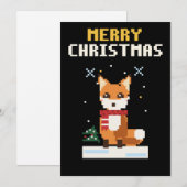 Fuchs-Pixel-Art-Weihnachtskarte Feiertagskarte (Vorne/Hinten)