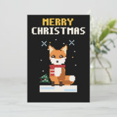 Fuchs-Pixel-Art-Weihnachtskarte Feiertagskarte (Stehend Vorderseite)