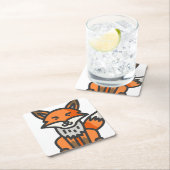 Fuchs Rechteckiger Pappuntersetzer (Vor Ort)