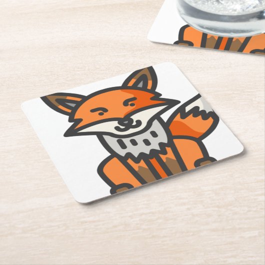 Fuchs Rechteckiger Pappuntersetzer (angewinkelt)