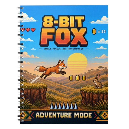 Fuchs, Retro-8-Bit-Pixelkunst Notizblock (Vorderseite)