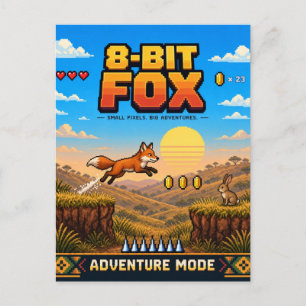 Fuchs, Retro-8-Bit-Pixelkunst Postkarte