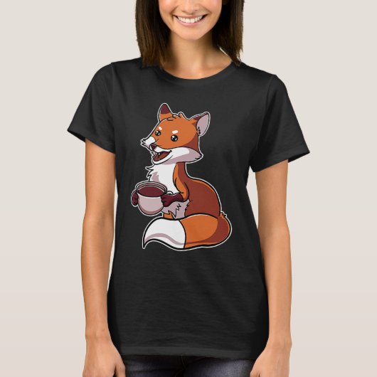 Fuchs Rotfuchs trinken Kaffeebohnen T-Shirt (Vorderseite)