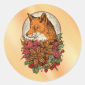 Fuchs Runder Aufkleber (Vorderseite)