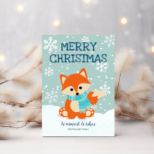 Fuchs-Schneeflocken-Waldtier-Weihnachten Feiertagskarte
