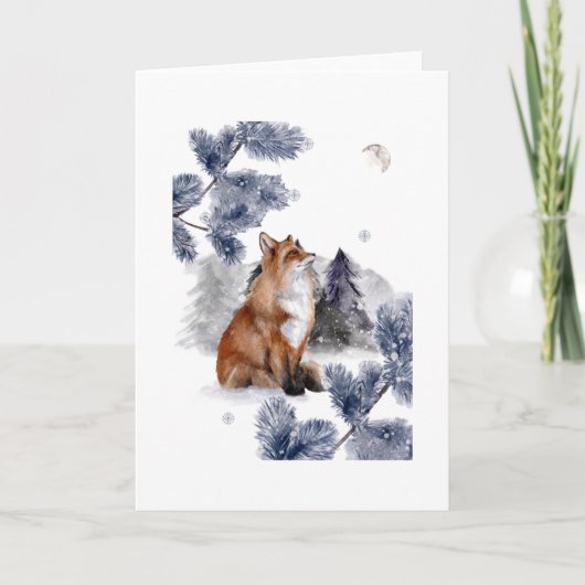 Fuchs sieht den Mond im Winter Karte (Vorderseite)