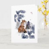 Fuchs sieht den Mond im Winter Karte (Gelbe Blume)