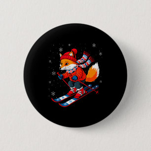 Fuchs Ski Skifahrer Ski Winter Schnee Button