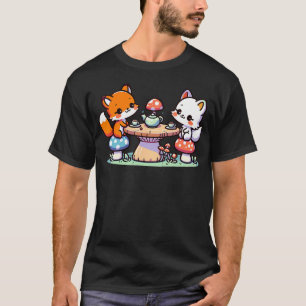Fuchs-Teeparty-Pilz-Cottagecore-Niedlicher-Lustige T-Shirt