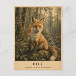 Fuchs Temperierte Wälder VINTAGE Postkarte