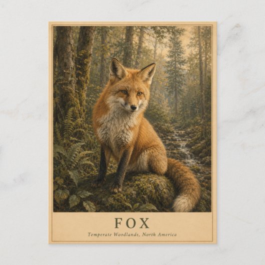 Fuchs Temperierte Wälder VINTAGE Postkarte (Vorderseite)