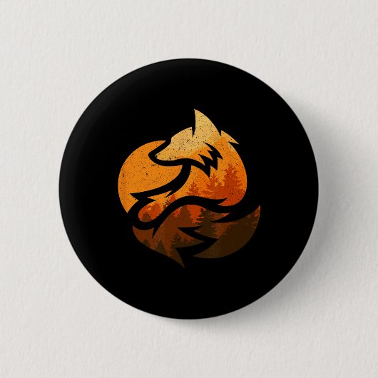 Fuchs Tierdesign Geschenke Mit Natur Bäume Jagd Button (Vorderseite)