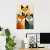 Fuchs-Trio-Kunstposter, stilisierte Gesichter, Ora Poster (Heimbüro)