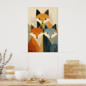 Fuchs-Trio-Kunstposter, stilisierte Gesichter, Ora Poster (Küche)